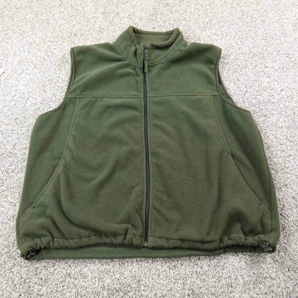 Cabelas Vest Mens XL Green Pile Fleece Zip Gilet Coat Outdoor Hunting Hiking